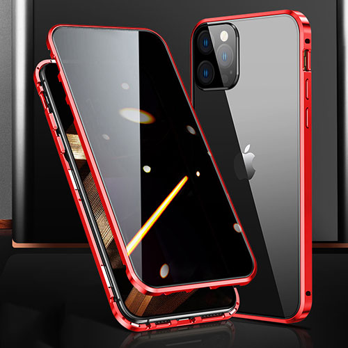 Luxury Aluminum Metal Frame Mirror Cover Case 360 Degrees M03 for Apple iPhone 14 Pro Max Red