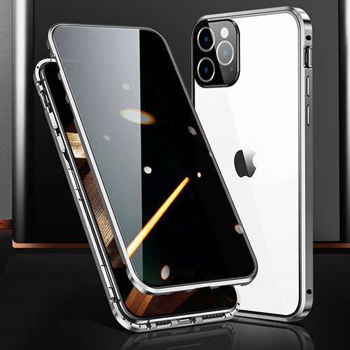 Luxury Aluminum Metal Frame Mirror Cover Case 360 Degrees M03 for Apple iPhone 16 Pro Max Silver