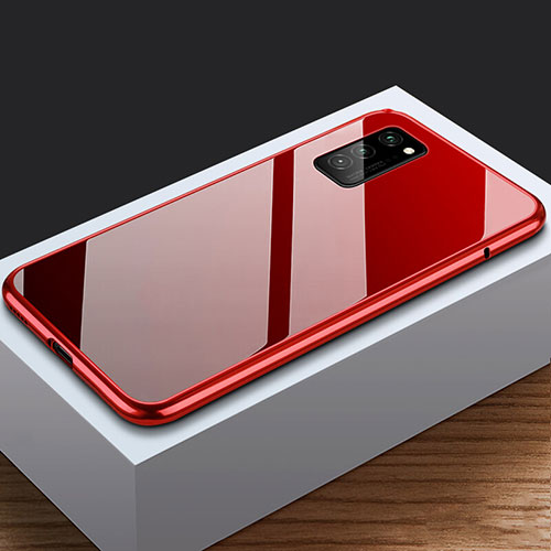 Luxury Aluminum Metal Frame Mirror Cover Case 360 Degrees M03 for Huawei Honor V30 5G Red Wine