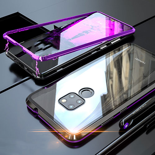 Luxury Aluminum Metal Frame Mirror Cover Case 360 Degrees M03 for Huawei Mate 20 Purple