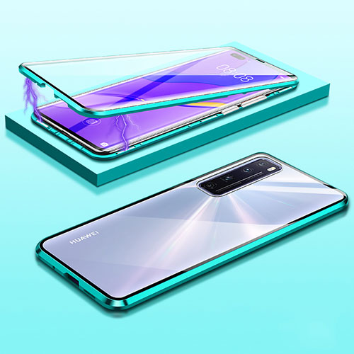 Luxury Aluminum Metal Frame Mirror Cover Case 360 Degrees M03 for Huawei Nova 7 Pro 5G Green