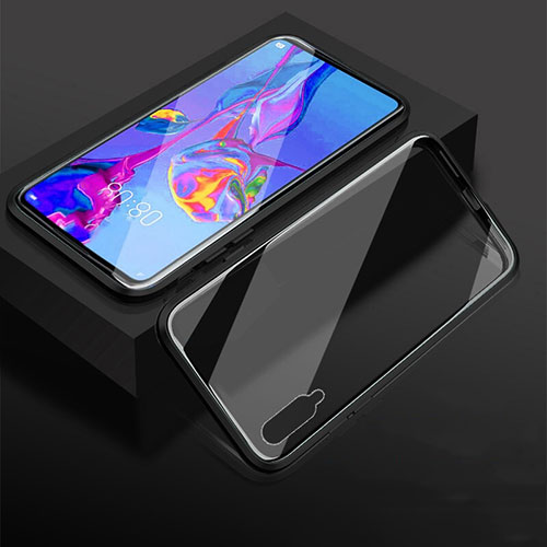 Luxury Aluminum Metal Frame Mirror Cover Case 360 Degrees M03 for Huawei P Smart Pro (2019) Black