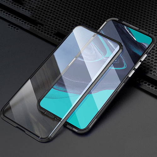 Luxury Aluminum Metal Frame Mirror Cover Case 360 Degrees M03 for Oppo Reno2 Black