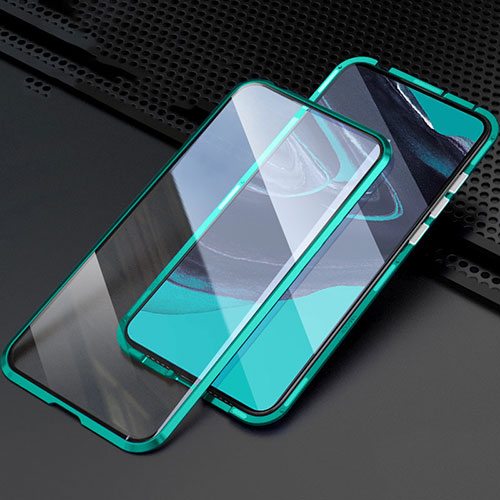 Luxury Aluminum Metal Frame Mirror Cover Case 360 Degrees M03 for Oppo Reno2 Green