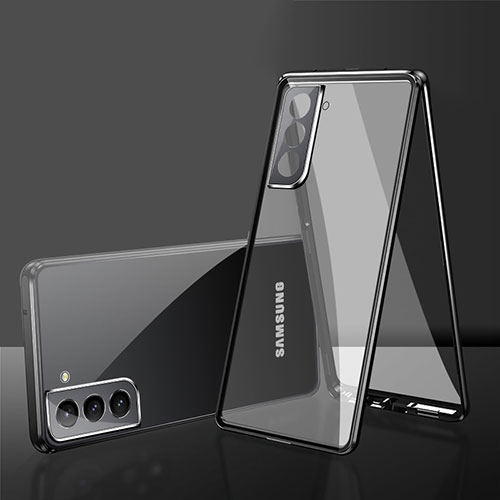 Luxury Aluminum Metal Frame Mirror Cover Case 360 Degrees M03 for Samsung Galaxy S21 FE 5G Black