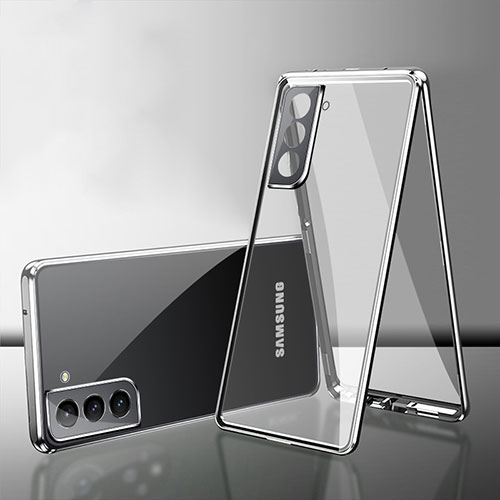 Luxury Aluminum Metal Frame Mirror Cover Case 360 Degrees M03 for Samsung Galaxy S21 Plus 5G Silver