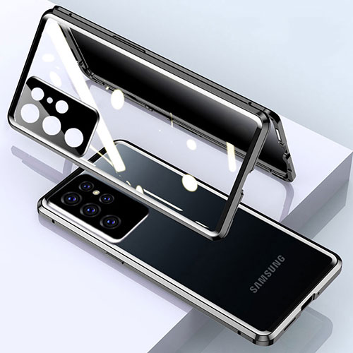 Luxury Aluminum Metal Frame Mirror Cover Case 360 Degrees M03 for Samsung Galaxy S25 Ultra 5G Black