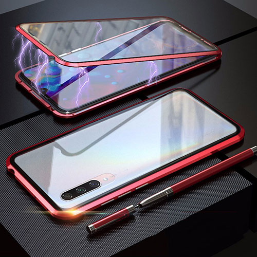 Luxury Aluminum Metal Frame Mirror Cover Case 360 Degrees M03 for Xiaomi CC9e Red