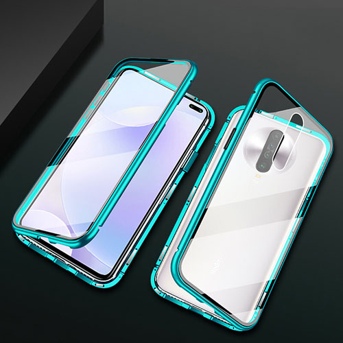 Luxury Aluminum Metal Frame Mirror Cover Case 360 Degrees M03 for Xiaomi Poco X2 Green