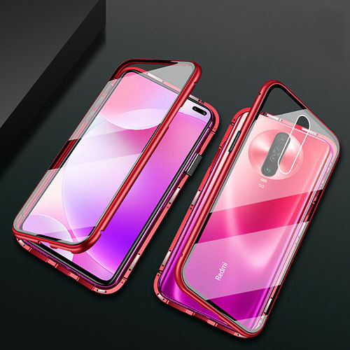 Luxury Aluminum Metal Frame Mirror Cover Case 360 Degrees M03 for Xiaomi Poco X2 Red