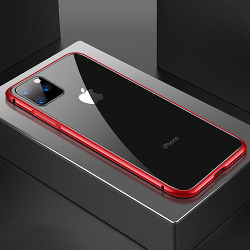 Luxury Aluminum Metal Frame Mirror Cover Case 360 Degrees M04 for Apple iPhone 11 Pro Max Red