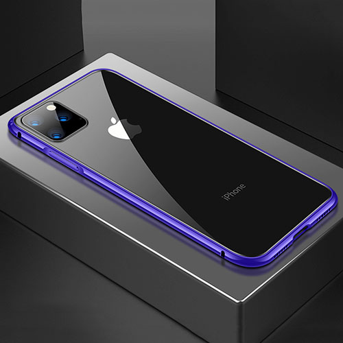 Luxury Aluminum Metal Frame Mirror Cover Case 360 Degrees M04 for Apple iPhone 11 Pro Purple