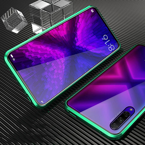 Luxury Aluminum Metal Frame Mirror Cover Case 360 Degrees M04 for Huawei P Smart Pro (2019) Green