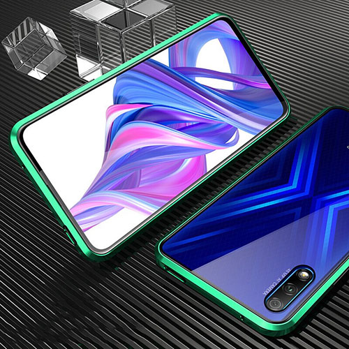 Luxury Aluminum Metal Frame Mirror Cover Case 360 Degrees M04 for Huawei P Smart Z (2019) Green