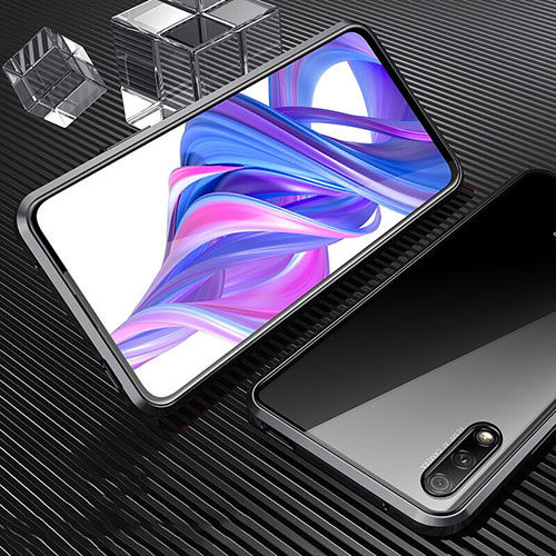 Luxury Aluminum Metal Frame Mirror Cover Case 360 Degrees M04 for Huawei Y9 Prime (2019) Black