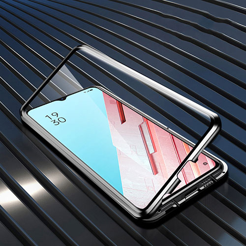 Luxury Aluminum Metal Frame Mirror Cover Case 360 Degrees M04 for Oppo K7 5G Black