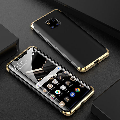 Luxury Aluminum Metal Frame Mirror Cover Case 360 Degrees M05 for Huawei Mate 20 Pro Gold