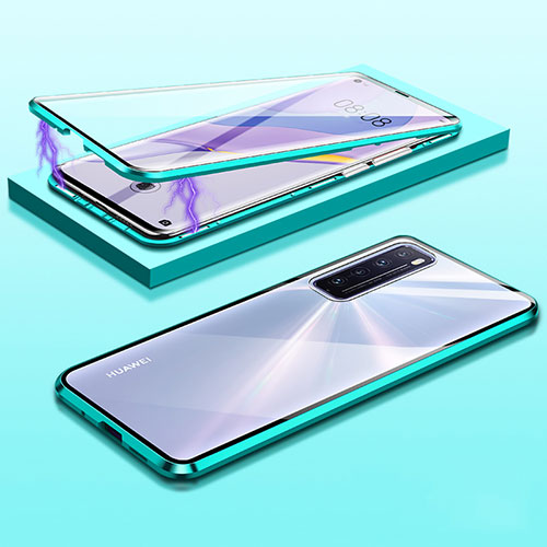 Luxury Aluminum Metal Frame Mirror Cover Case 360 Degrees M05 for Huawei Nova 7 5G Green