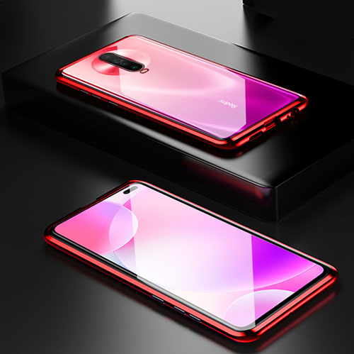 Luxury Aluminum Metal Frame Mirror Cover Case 360 Degrees M05 for Xiaomi Poco X2 Red