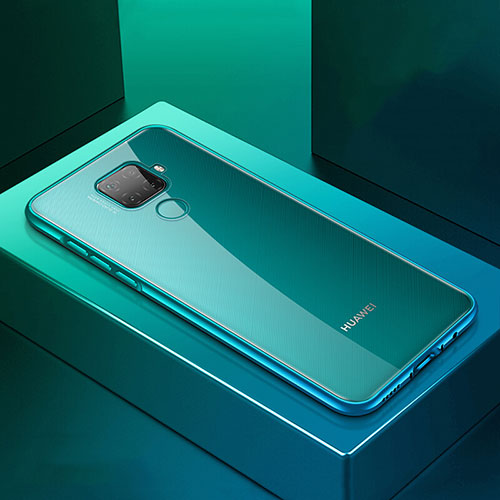 Luxury Aluminum Metal Frame Mirror Cover Case 360 Degrees M06 for Huawei Mate 30 Lite Cyan