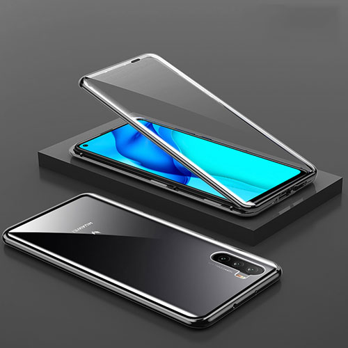 Luxury Aluminum Metal Frame Mirror Cover Case 360 Degrees M06 for Huawei Mate 40 Lite 5G Black