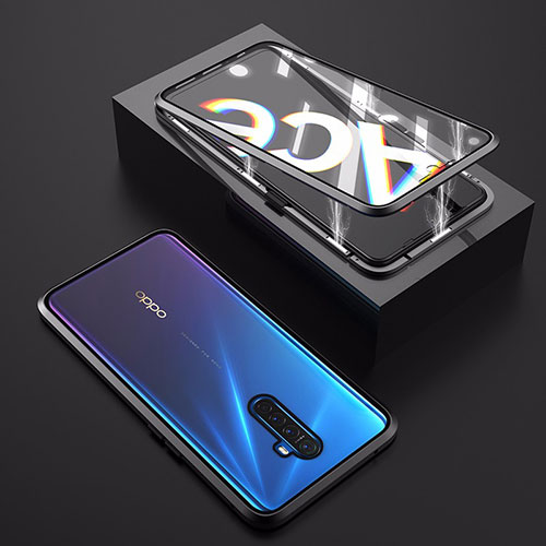 Luxury Aluminum Metal Frame Mirror Cover Case 360 Degrees M06 for Oppo Reno Ace Black