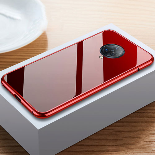 Luxury Aluminum Metal Frame Mirror Cover Case 360 Degrees M06 for Vivo Nex 3S Red and Black