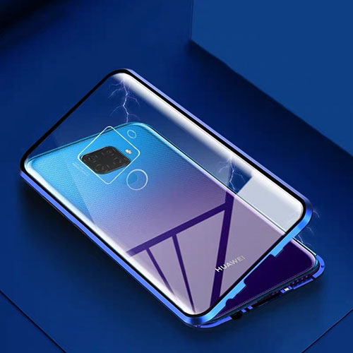 Luxury Aluminum Metal Frame Mirror Cover Case 360 Degrees M07 for Huawei Nova 5z Blue