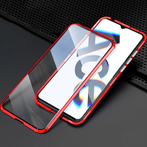 Luxury Aluminum Metal Frame Mirror Cover Case 360 Degrees M08 for Oppo Reno Ace Red