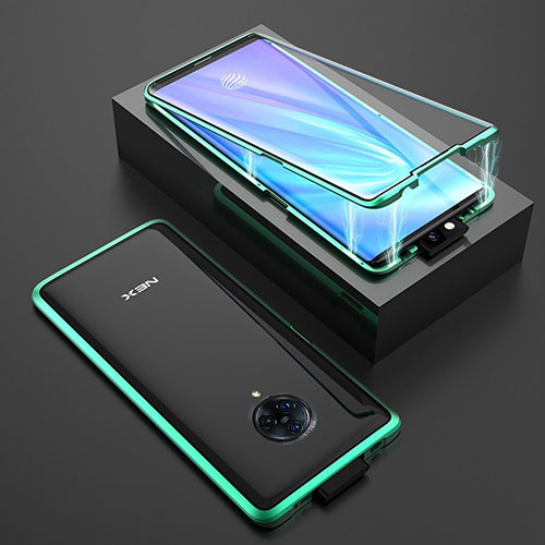 Luxury Aluminum Metal Frame Mirror Cover Case 360 Degrees M08 for Vivo Nex 3S Green