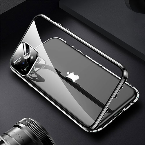 Luxury Aluminum Metal Frame Mirror Cover Case 360 Degrees M09 for Apple iPhone 14 Pro Black