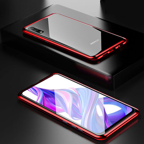 Luxury Aluminum Metal Frame Mirror Cover Case 360 Degrees M09 for Huawei Y9 Prime (2019) Red