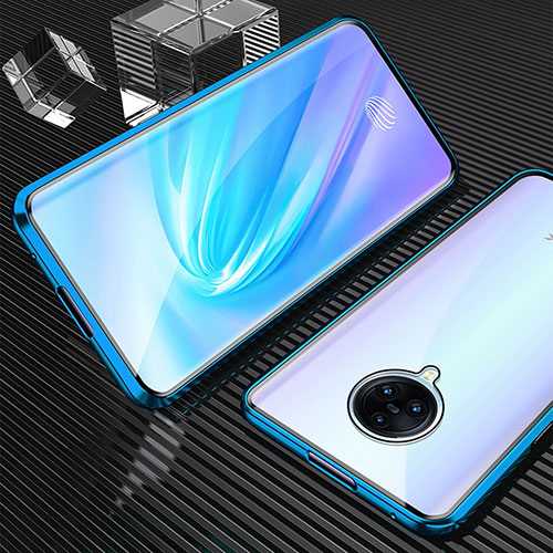 Luxury Aluminum Metal Frame Mirror Cover Case 360 Degrees M09 for Vivo Nex 3 Blue