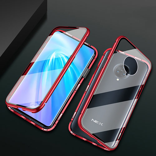 Luxury Aluminum Metal Frame Mirror Cover Case 360 Degrees M10 for Vivo Nex 3 Red