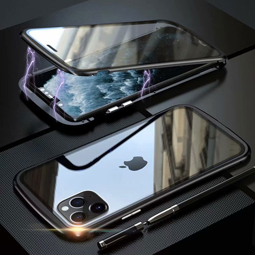 Luxury Aluminum Metal Frame Mirror Cover Case 360 Degrees M11 for Apple iPhone 11 Pro Black