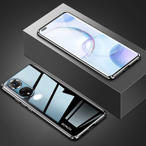 Luxury Aluminum Metal Frame Mirror Cover Case 360 Degrees P01 for Huawei Honor 50 Pro 5G Black