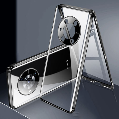 Luxury Aluminum Metal Frame Mirror Cover Case 360 Degrees P01 for Huawei Honor Magic3 5G Black