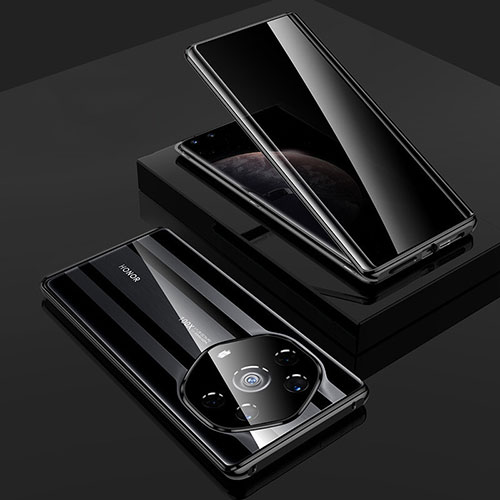 Luxury Aluminum Metal Frame Mirror Cover Case 360 Degrees P01 for Huawei Honor Magic3 Pro+ Plus 5G Black
