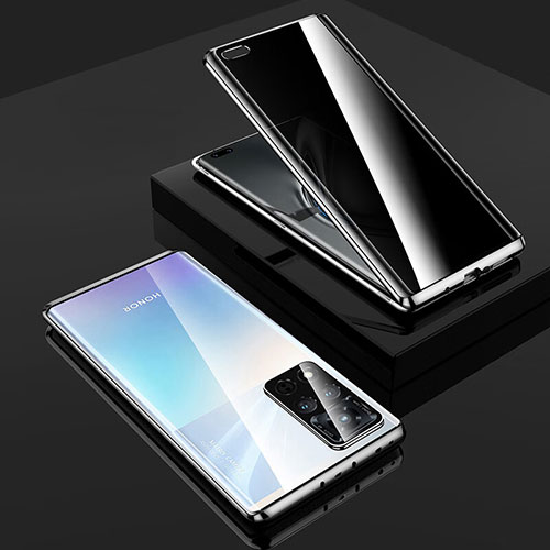 Luxury Aluminum Metal Frame Mirror Cover Case 360 Degrees P01 for Huawei Honor V40 5G Silver