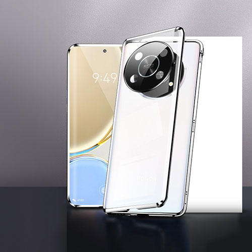 Luxury Aluminum Metal Frame Mirror Cover Case 360 Degrees P01 for Huawei Honor X9 5G Silver