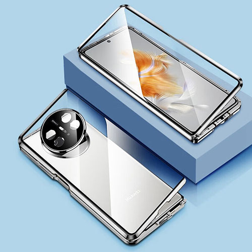 Luxury Aluminum Metal Frame Mirror Cover Case 360 Degrees P01 for Huawei Mate X5 Silver