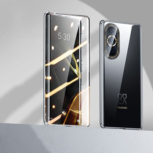 Luxury Aluminum Metal Frame Mirror Cover Case 360 Degrees P01 for Huawei Nova 10 Pro Black