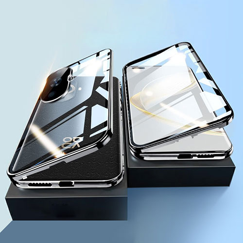 Luxury Aluminum Metal Frame Mirror Cover Case 360 Degrees P01 for Huawei Nova 11 Ultra Black