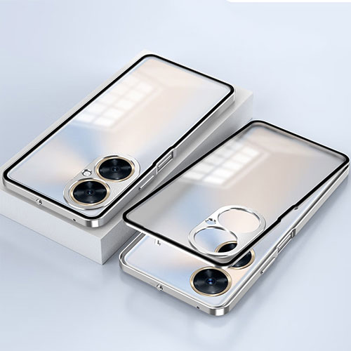 Luxury Aluminum Metal Frame Mirror Cover Case 360 Degrees P01 for Huawei Nova 11i Silver