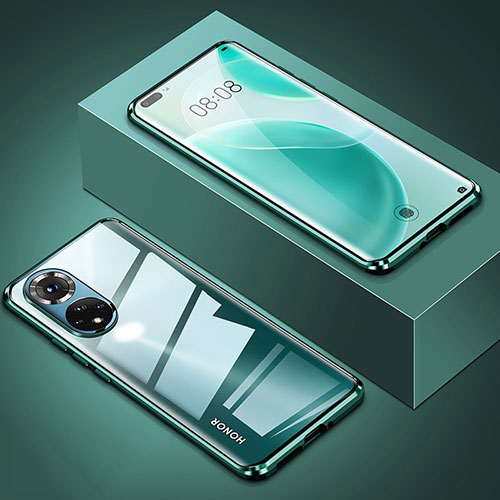 Luxury Aluminum Metal Frame Mirror Cover Case 360 Degrees P01 for Huawei Nova 9 Pro Green