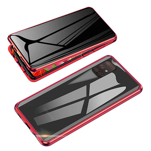 Luxury Aluminum Metal Frame Mirror Cover Case 360 Degrees P01 for Samsung Galaxy A71 4G A715 Red