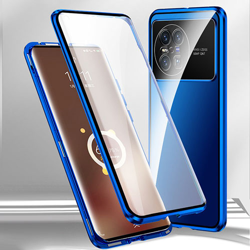 Luxury Aluminum Metal Frame Mirror Cover Case 360 Degrees P01 for Vivo X Note Blue