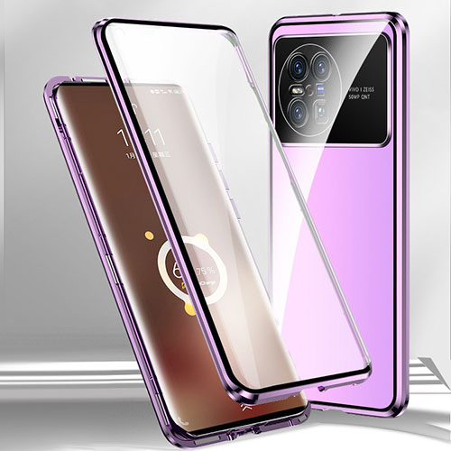 Luxury Aluminum Metal Frame Mirror Cover Case 360 Degrees P01 for Vivo X Note Purple