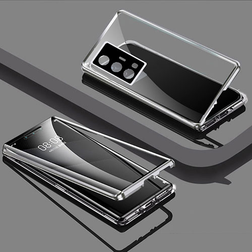 Luxury Aluminum Metal Frame Mirror Cover Case 360 Degrees P01 for Vivo X70 Pro+ Plus 5G Silver