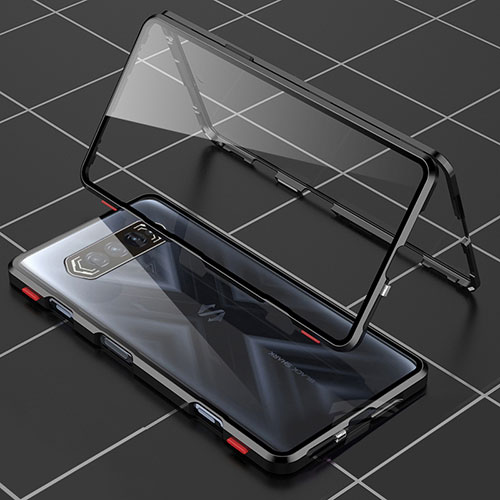 Luxury Aluminum Metal Frame Mirror Cover Case 360 Degrees P01 for Xiaomi Black Shark 4 5G Black